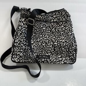 Vera Bradley Nylon Crossbody Purse Black & White Animal Print Lighten Up Slim